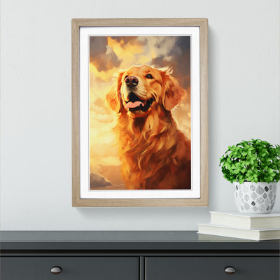 Golden Retriever Romanticism - Single Picture Frame Print on Wood