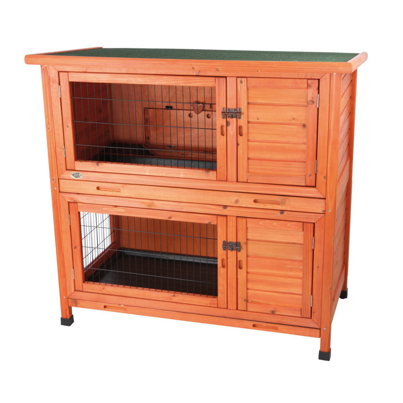 Cage à lapins double à 2 étages avec rampe, toit plat à charnières, pour lapins ou cochons d'Inde