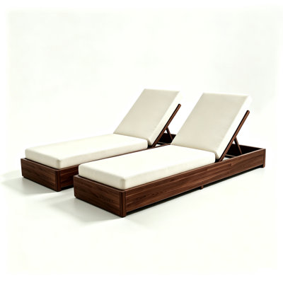 Donnie Reclining Acacia Wood Outdoor Chaise Lounge