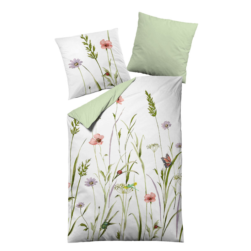 Femality Floral Duvet Cover Set with Pillowcases, 155 x 220 cm - 1 Pillowcase (80 x 80 cm)