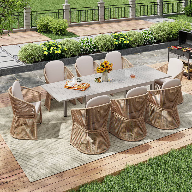 Outdoor Patio 8-person Dining Set, Gray