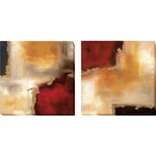 «Crimson Accent I and II» par Laurie Maitland, ensemble de 2 reproductions d'art sur toiles tendues