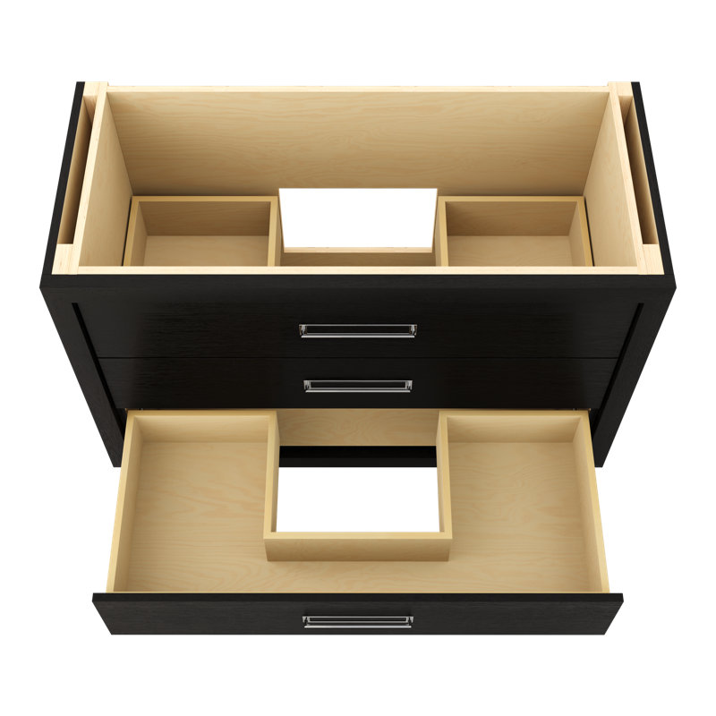 Avalon Three-Drawer Single Bath Vanity, Classic Black, 48", Polished Chrome