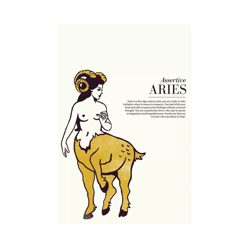 Zodiac Gold Aries par The Whiskey Ginger - Giclée sur toile tendue avec châssis, H 12 po x l 8 po x P 0,75 po
