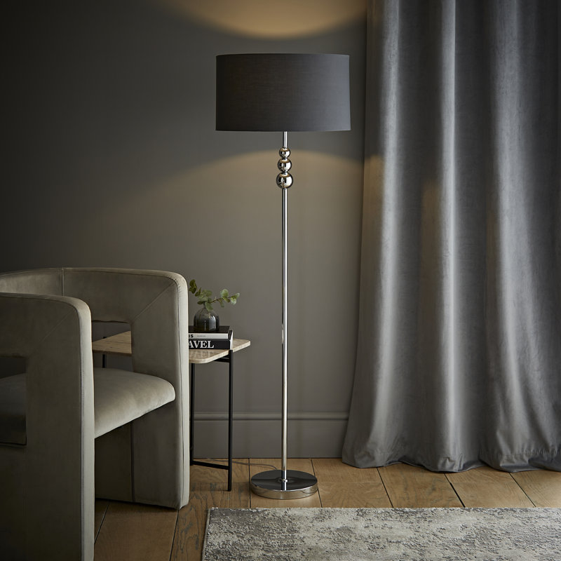 Randalia 145cm Traditional Floor Lamp, Chrome , Charcoal