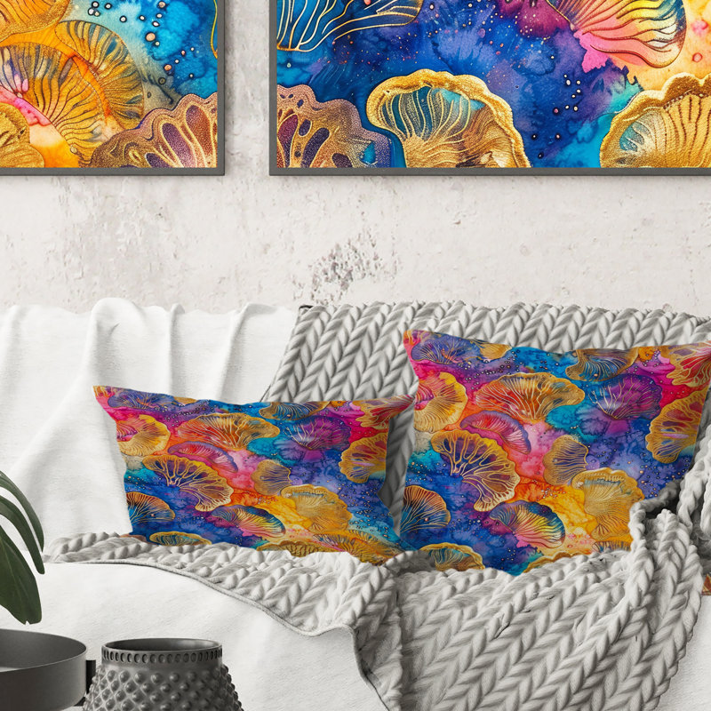 Bleu et jaune Modern Sea Treasures - Coussin lombaire moderne