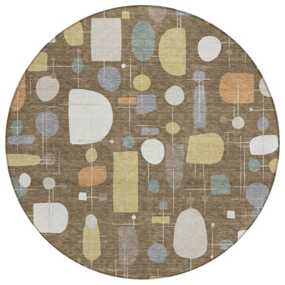 Machine Washable Indoor/Outdoor Jourdan ACN2393 Mid-Century Modern Rug