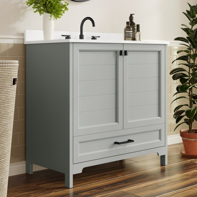 Meuble-lavabo de salle de bain avec lavabo encastré, armoire et tiroir
