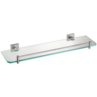 Acehoom 14 in. W x 5 in. D x 12 in. H Silver Wall Mount 2-Tier Bathroom Glass Floating Shelf