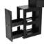 Meuble-lavabo de coin avec station de charge, plateau de table en verre, armoire amovible et rangement pour tabouret de maquillage noir, coussin de table