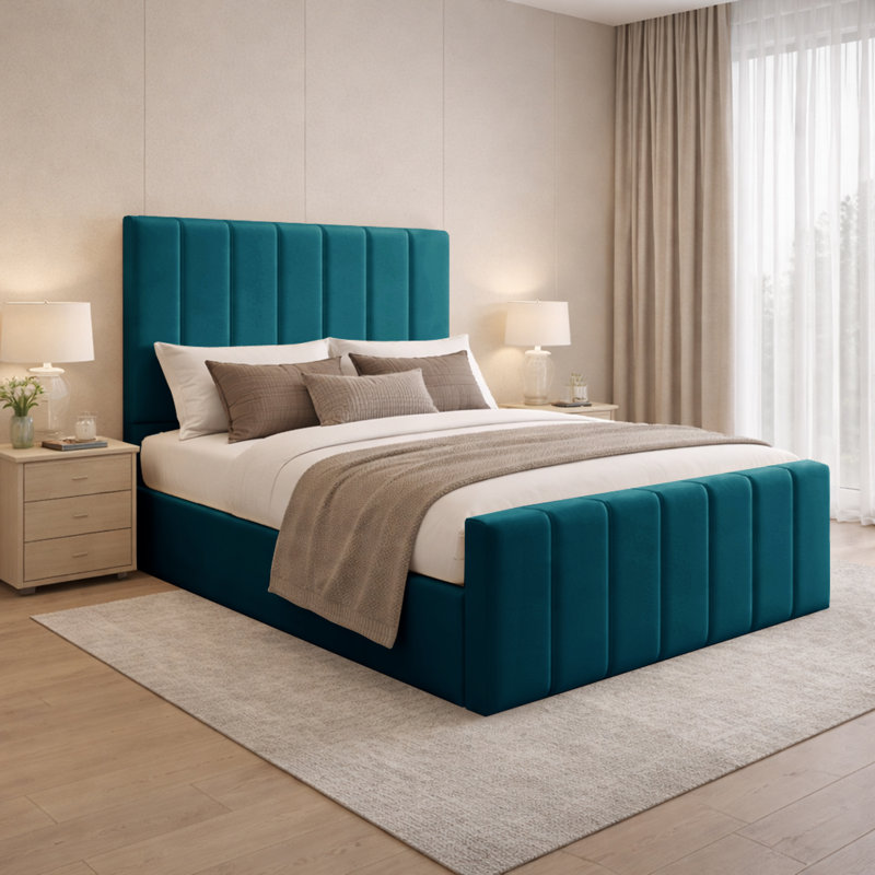 Connell Upholstered Storage Bed Frame, Double (4'6), Mallard