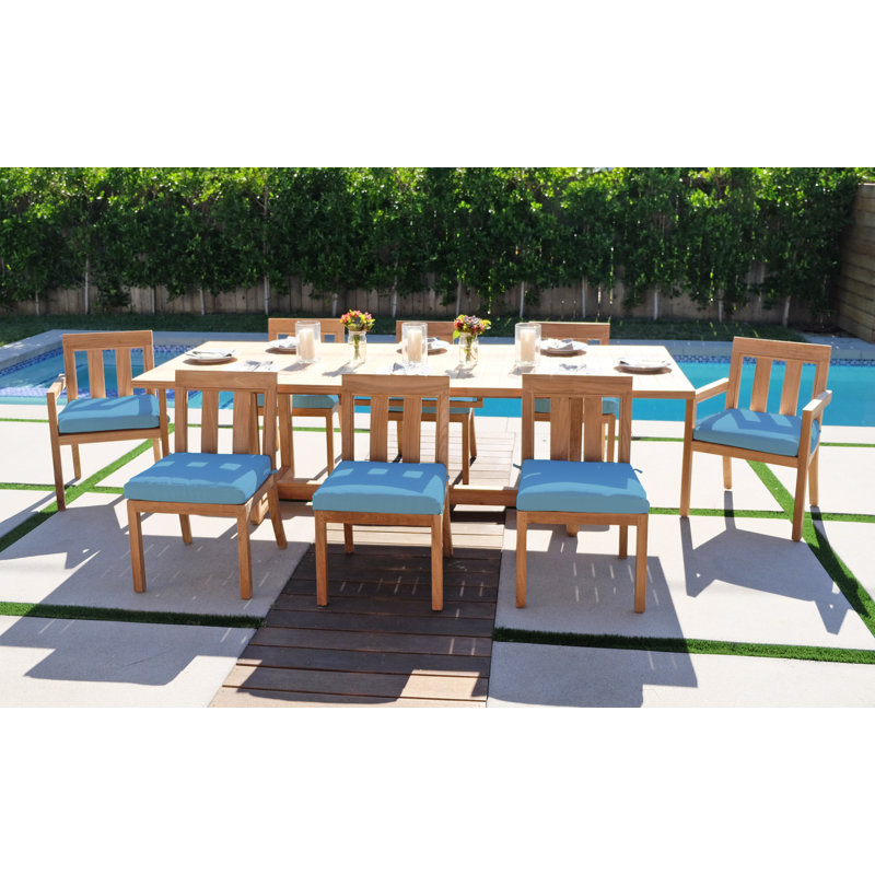 Chatsworth 9 Piece Dining Set With 42" Expansion Table, Sky Blue Sunbrella®
