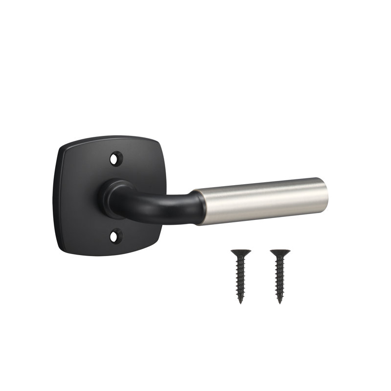 Fausse rosette Forma en noir mat, poignée lisse en nickel satiné, Noir mat / nickel satiné