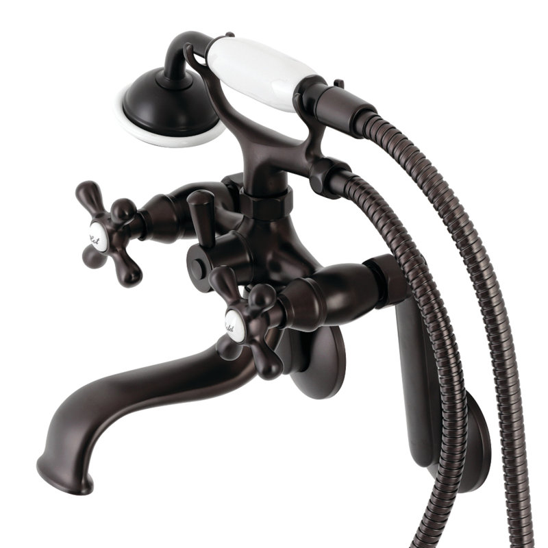Oil Rubbed Bronze Wall Mount Clawfoot Tub Faucet with Hand Shower