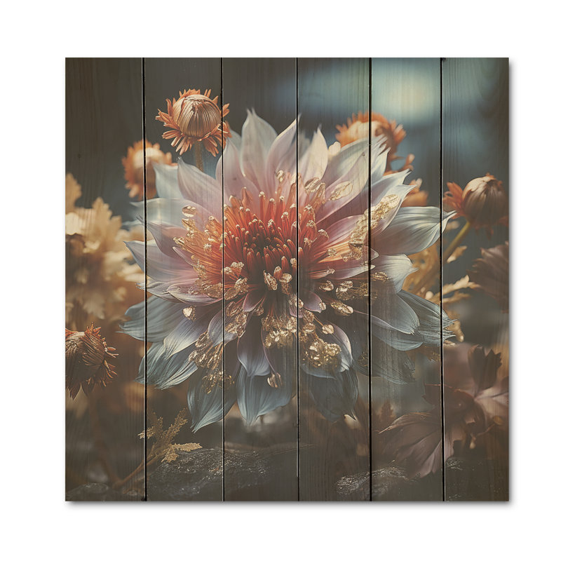 Cristal cornflowers harmonie - Art mural en bois sur bois de pin naturel, H 30 po x l 30 po