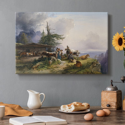 Alpine Landscape with a Herdsman and Cattle-Friedrich Gauermann-Gallery Wrapped Canvas-c. mid-19th Century