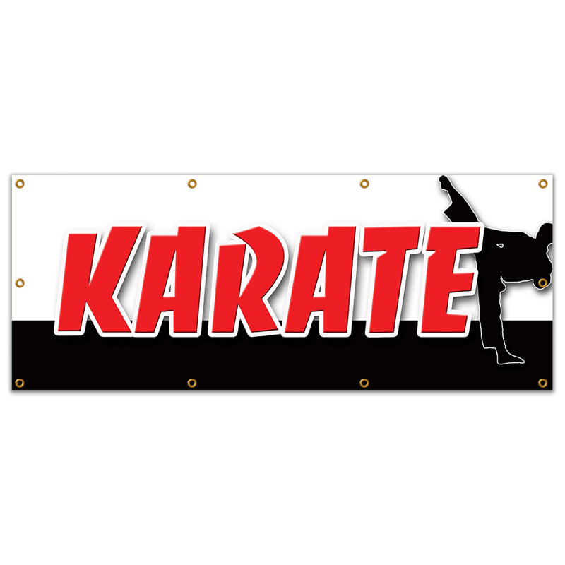 Bannière de karaté, H 36 po x l 96 po x P 0,1 po