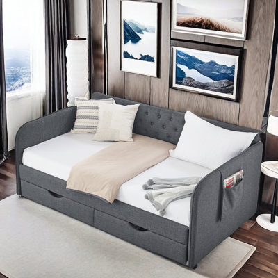 Tanikia Upholstery Daybed with Trundle, Pocket and 2 Drawers by Wildon Home