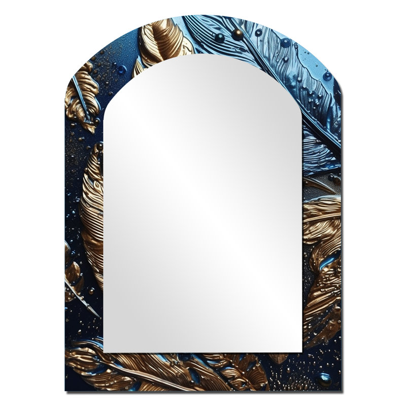 Gold Feather Glamour I - miroir mural asymétrique Glam Feather, 34 po x 25 po