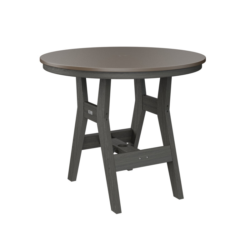 Harbor Outdoor Round Bar Table, Coastal Gray, 38.87" H x 38" W x 38" D, Hammered Top Bronze