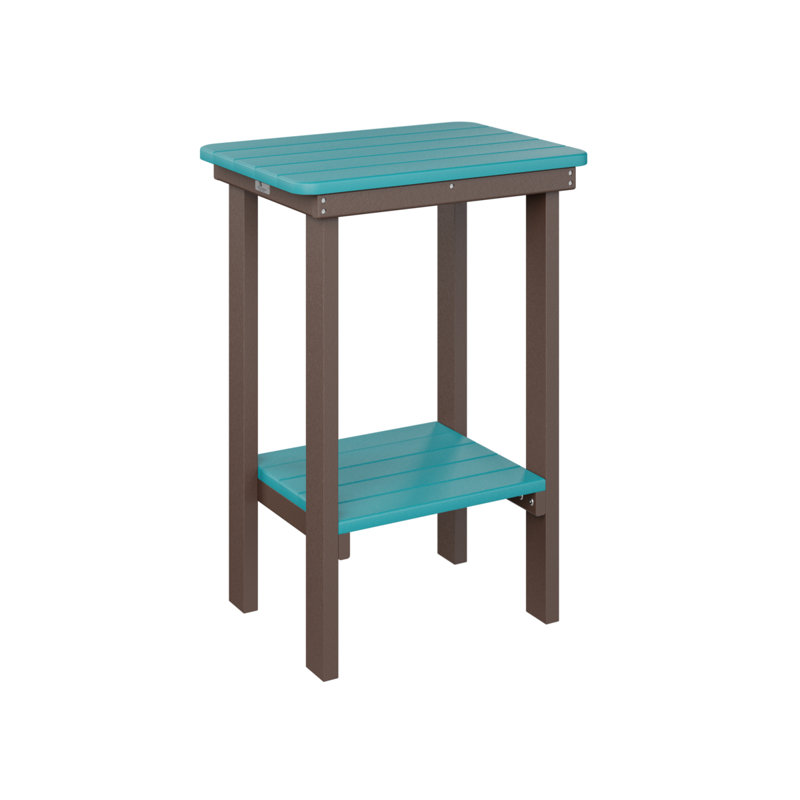 Berlin Gardens Rectangular End Counter Table, Chocolate Brown, Aruba Blue