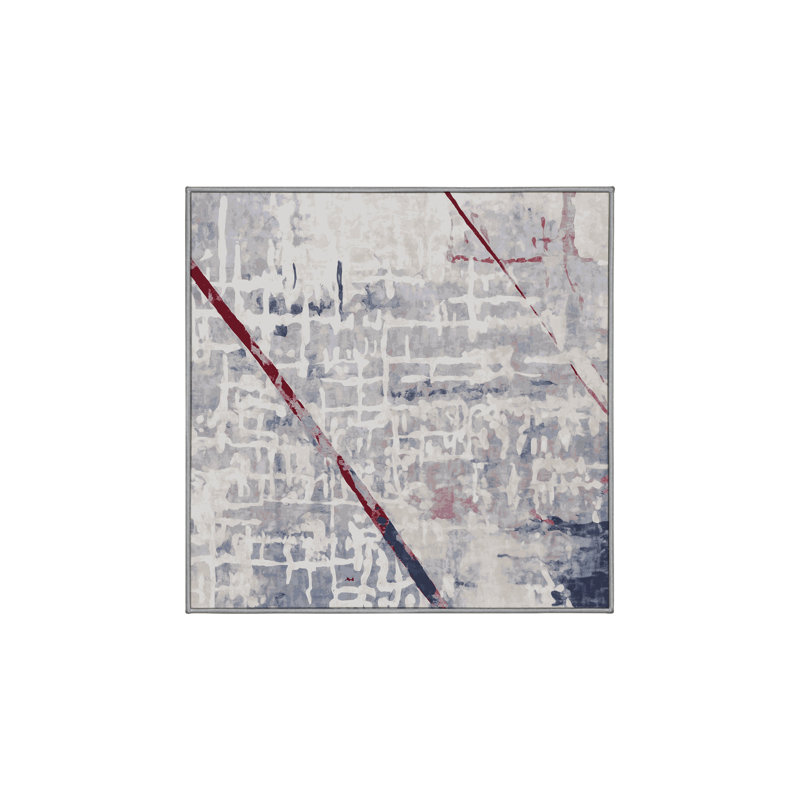 Machine Washable Gray Area Rug, Square 8'
