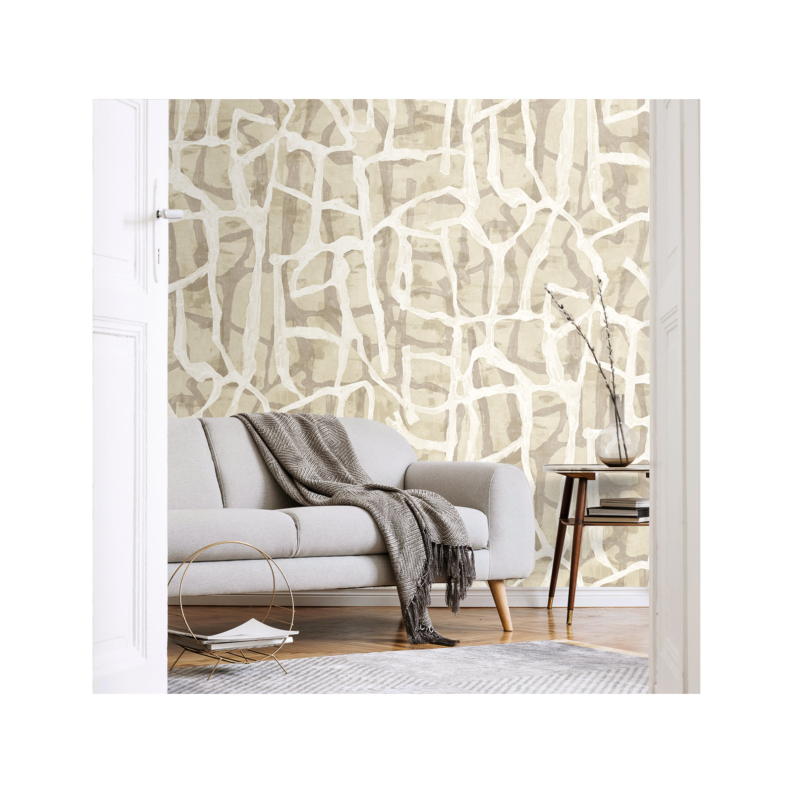 Zenia Abstract Wallpaper, Cafe Latte