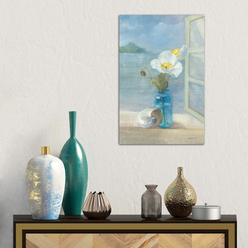 «Coastal Floral II» par Danhui Nai - reproduction d'art, H 26 po x l 18 po x 1,5 po, Toile tendue