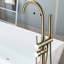 Robinet de baignoire autoportant à fixation au sol brossé - avec douche à main et structure de fabrication en céramique-117432634