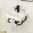 17" L x 14" W Wall Mount Bathroom Sink Wall Hung Rectangle White Ceramic Bathroom Sink with Overflow and Faucet