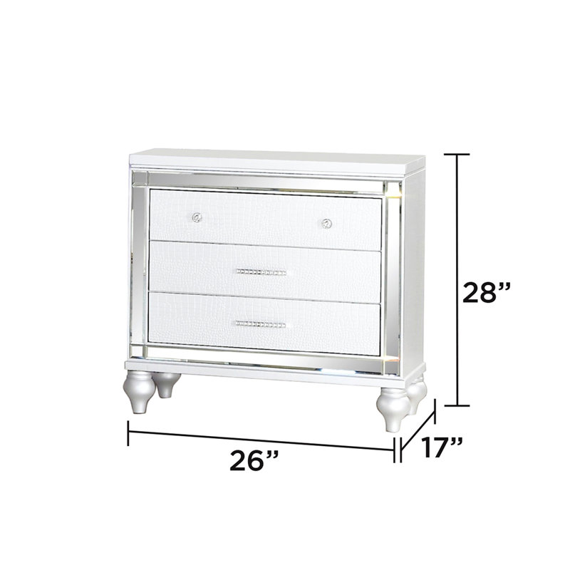 Table de chevet en bois Sterling avec miroir blanc de style moderne Sterling (comprend 1 table de chevet) (inventaire CA)