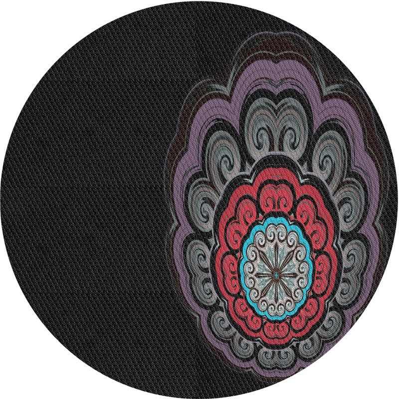 Tapis noir/mauve tissé à la machine, Rond 7 pi