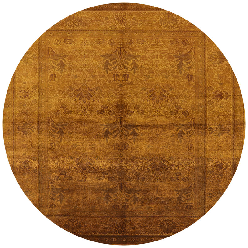 Tapis brun à motif oriental, Rond 4 pi