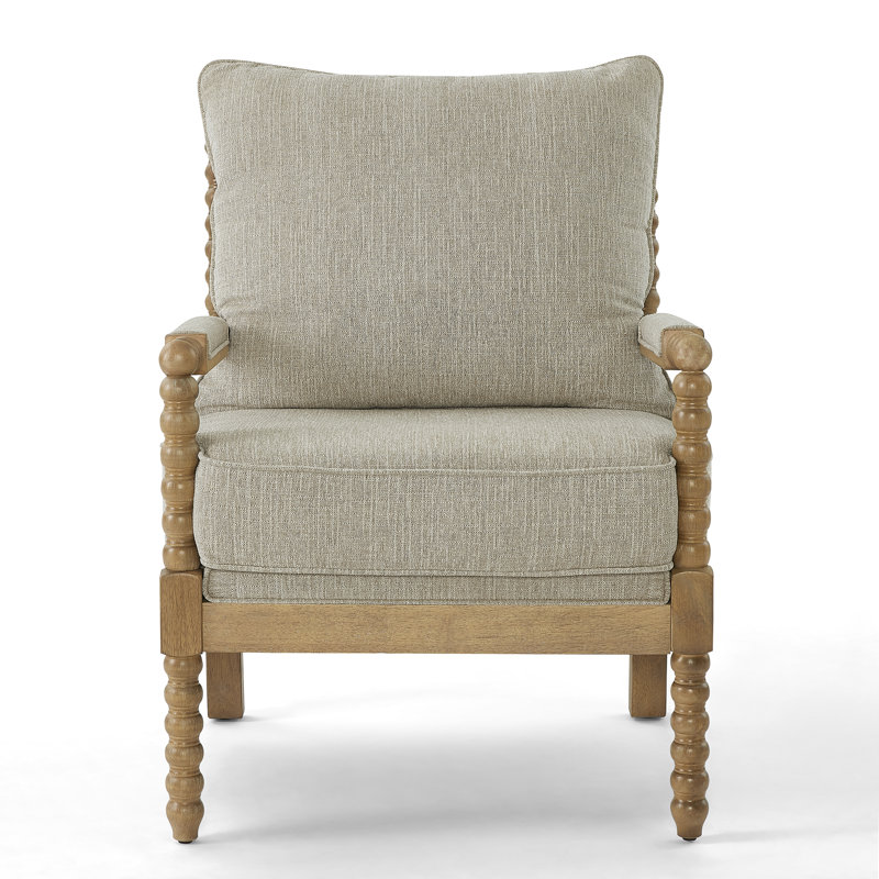 Fauteuil d'appoint en bois massif Millissa Farmhouse, Brun / Beige 