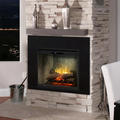 Dimplex 30" Revillusion Weathered Concrete Firebox With Glass Front, Plug Kit & Trim Kit
