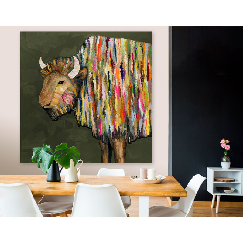 " Bison " by Eli Halpin Painting Print, 48" H x 48" W