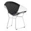 Chaise Diamond avec structure en fer poli, assise en similicuir noir, largeur d'emballage 56 cm, structure en fil d'acier et fer soudés à la main, finition blanche, hauteur 79 cm, détails complexes