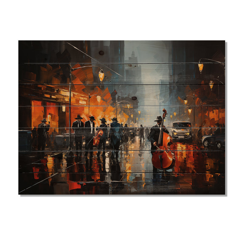 Afro-américain Harlem City - gens en bois décor sur bois de pin naturel, H 24 po x l 32 po