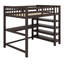 Lit mezzanine avec tablettes de rangement intégrées et bureau sous le lit-912564579