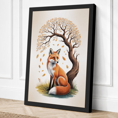 Fox Beneath Falling Leaves Boho - Print