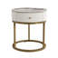 19.68 Inch Modern Nightstand With Drawer, Marble Round End Table With Storage, Side Table For Living Room&Bedroom