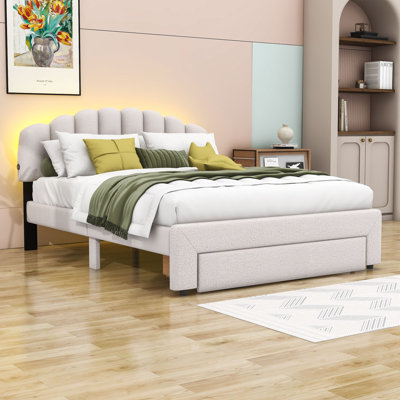 Lit plateforme tapissier avec tiroir Luceile