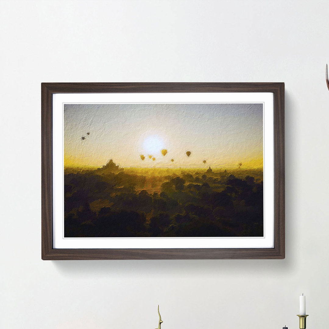 Hot Air Balloons over Bagan in Myanmar - Framed Print