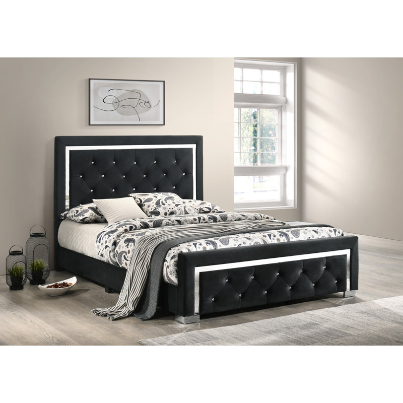 Ozora Upholstered Bed, Double (4'6), Black