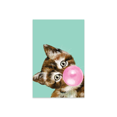 " Baby Cat Blowing Bubble Gum In Green " by Big Nose Work