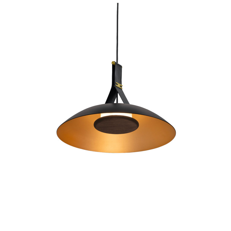 Luminaire suspendu à DEL 18 po Volo, Noir, noir, noir, noir, Laiton brossé / noir, 4 000 K