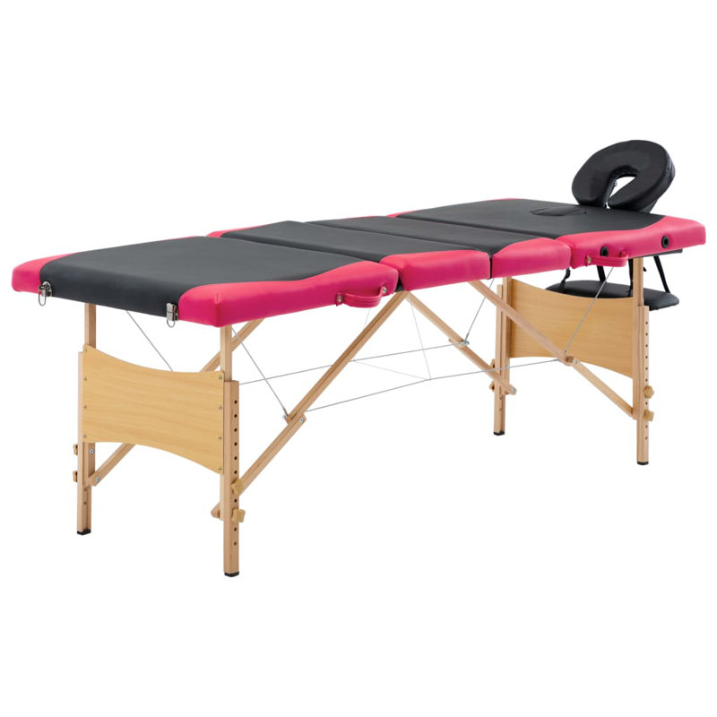 75.2'' Rectangular Adjustable Folding Table, Black/Pink