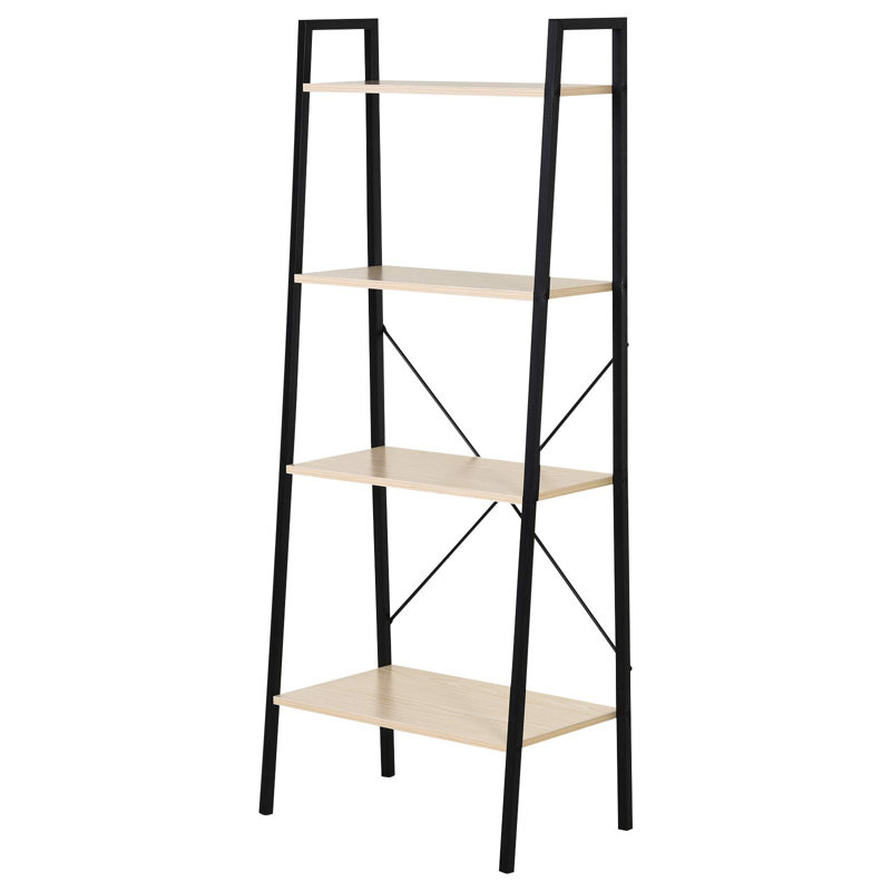 Eastep 145cm H x 60cm W Steel Ladder Bookcase, Beige
