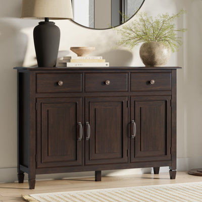 Armoire de rangement en bois massif 51 po à 3 tablettes avec 3 tiroirs de rangement Connaught
