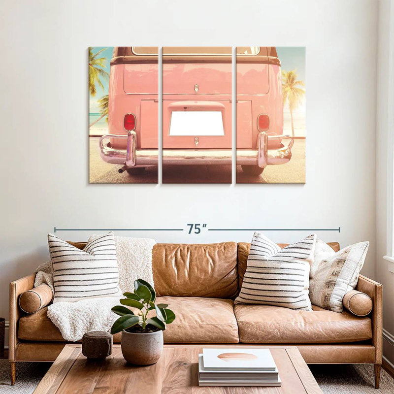 Mehar Beachside Pink Van, 36" H x 57" W